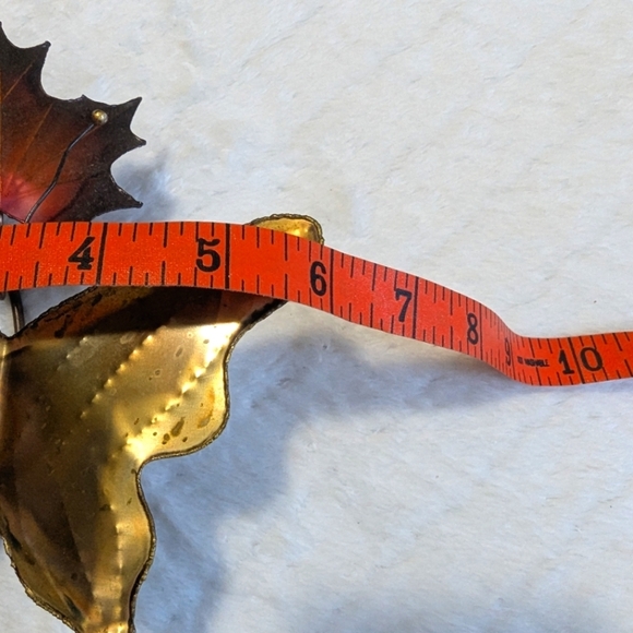 Artisan Made Brass and Copper Butterfly and Maple Leaf Wall Sculpture Art/Decor - Picture 9 of 11